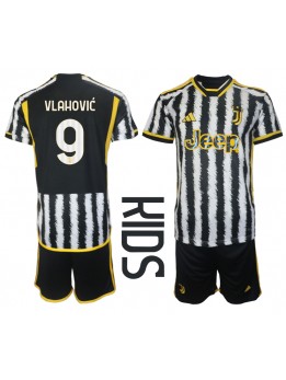 Juventus Dusan Vlahovic #9 Replika Hemmakläder Barn 2023-24 Kortärmad (+ byxor)